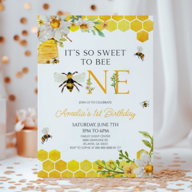 Invitación Es tan dulce ser Fiesta de un primer cumpleaños (Subido por el creador)