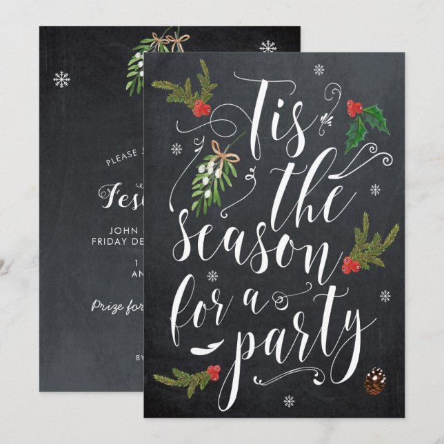Invitación Es temporada de vacaciones para navidades fiestas (Anverso / Reverso)