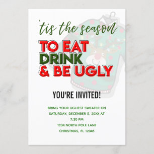 Invitación Es temporada para beber y ser suéter feo
