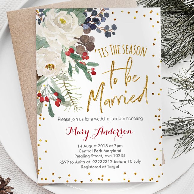 Invitación Es temporada para ser Navidades casados floral (Subido por el creador)