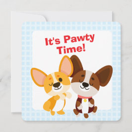 Invitación Es Tiempo de Fiesta Cumpleaños Corgi