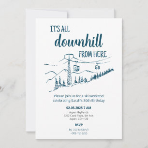 Invitación Es Todo Bajada Desde Aquí Cumpleaños de Esquí de I
