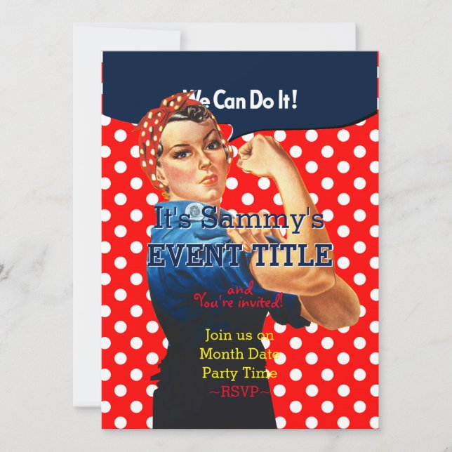 Invitación Es tu Fiesta Rosie 12 líneas 2 lado personalizado (Anverso)