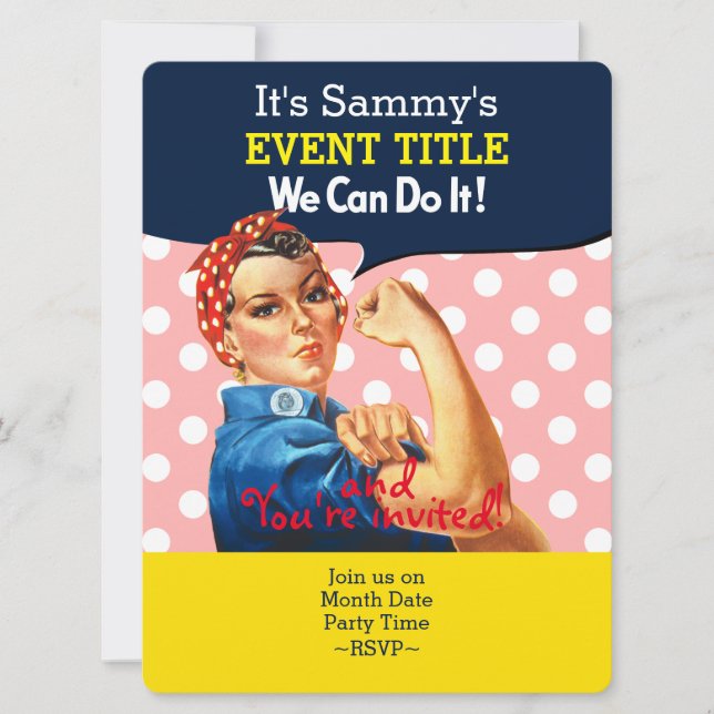 Invitación Es tu suministro personalizado de Fiesta Rosie (Anverso)
