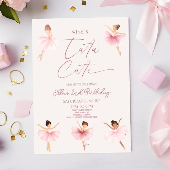 Invitación Es Tutu Cute Ballerina segunda Fiesta de cumpleaño (Subido por el creador)