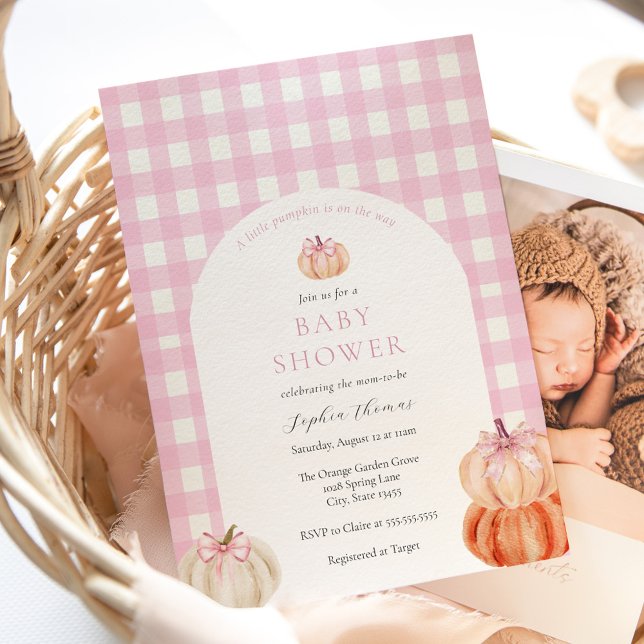 Invitación Es un arco Baby Shower de calabaza rosa Chica (Subido por el creador)