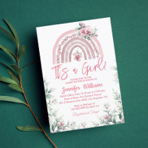 es un arco iris de ducha de bebé color rosa chica