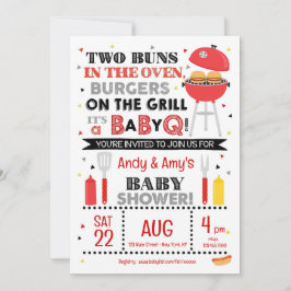 Invitación Es un Baby Q para gemelos