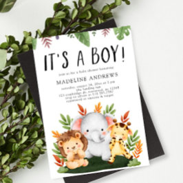 Invitación Es un Baby Shower animal salvaje de boy Jungle