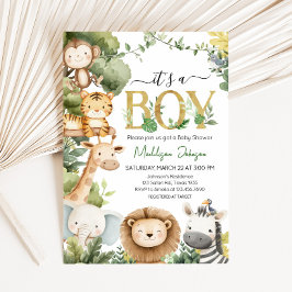 Invitación Es un Baby Shower animal salvaje de boy Jungle
