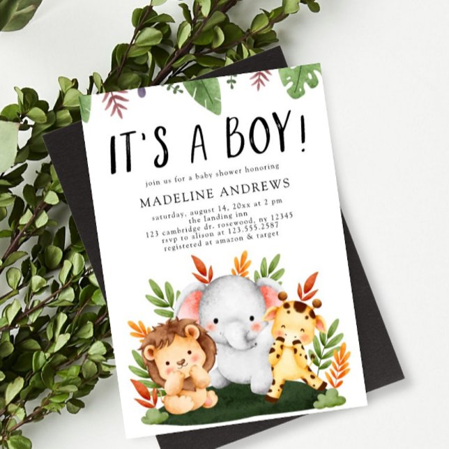 Invitación Es un Baby Shower animal salvaje de boy Jungle (Subido por el creador)