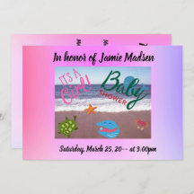 Es un Baby Shower Chica con cortinas de océano