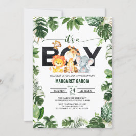 Invitación Es un Baby Shower de animales salvajes de la jungl