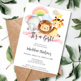 Invitación Es un Baby Shower de animales salvajes en la jungl