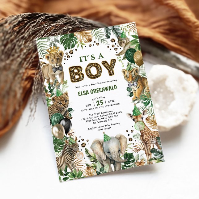 Invitación Es un Baby Shower de animales salvajes salvajes co (Subido por el creador)