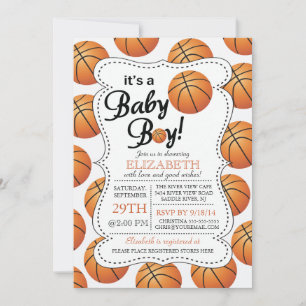 Invitación Es un Baby Shower de Bebé Boy Basketball