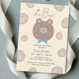 Invitación Es un Baby Shower de Boy Beary Cute Brown Teddy Be