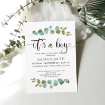 Es un Baby Shower de Boy Eucalyptus