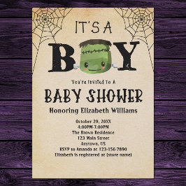 Invitación Es un Baby Shower de Boy Frankenstein Halloween