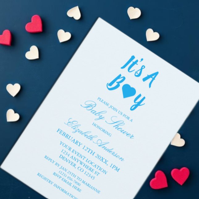 Invitación Es un Baby Shower de Boy Heart (Subido por el creador)
