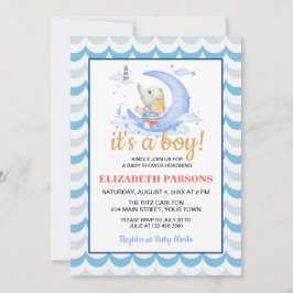 Invitación Es un Baby Shower de Boy Nautical Moon