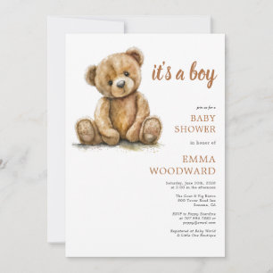 Invitación Es un Baby Shower de Boy Teddy Bear
