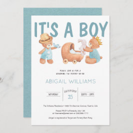 Invitación Es un Baby Shower de Boy Teddy Bear