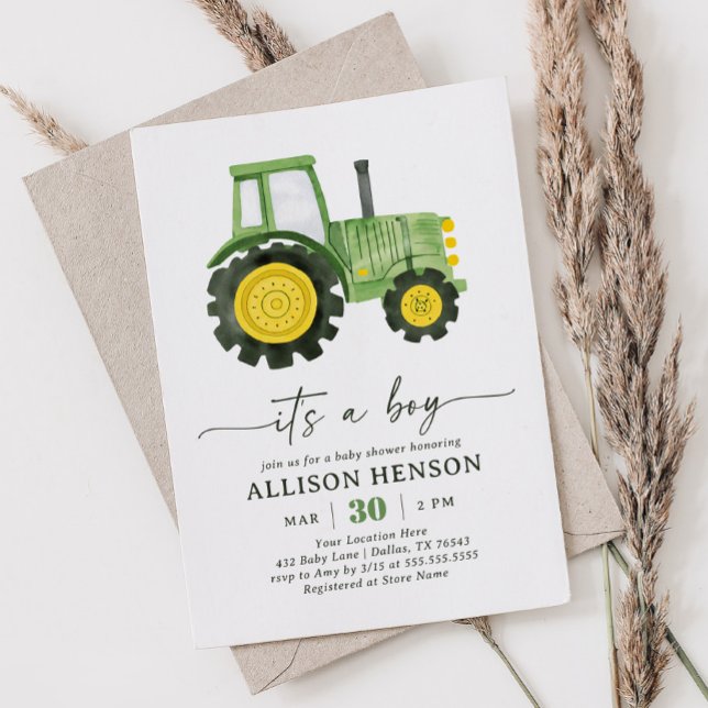 Invitación Es un Baby Shower de Boy Tractor (Subido por el creador)