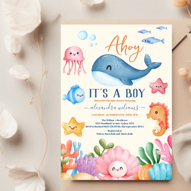 Invitación Es un Baby Shower de Boy Under the Sea (Subido por el creador)