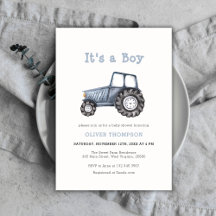 Es un Baby Shower de Boy Watercolor Tractor