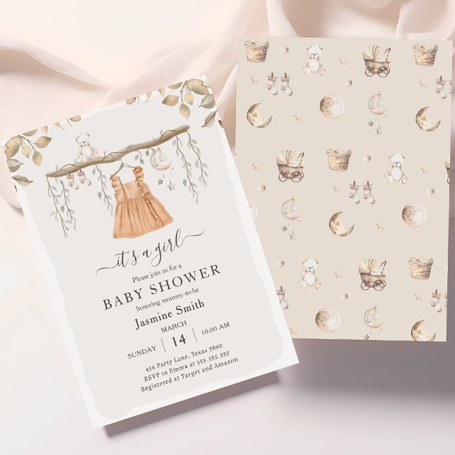 Invitación Es un Baby Shower de Chica vestimenta de guardería (Subido por el creador)
