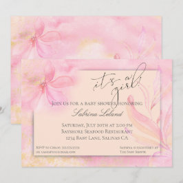 Invitación Es un Baby Shower de color de agua rosa Chica