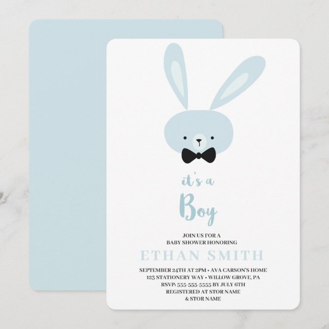 Invitación Es un Baby Shower de conejito chiflado (Anverso / Reverso)