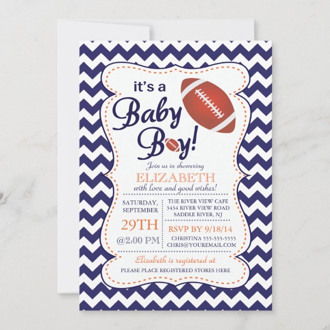 Invitación Es un Baby Shower de fútbol para niños (Anverso)