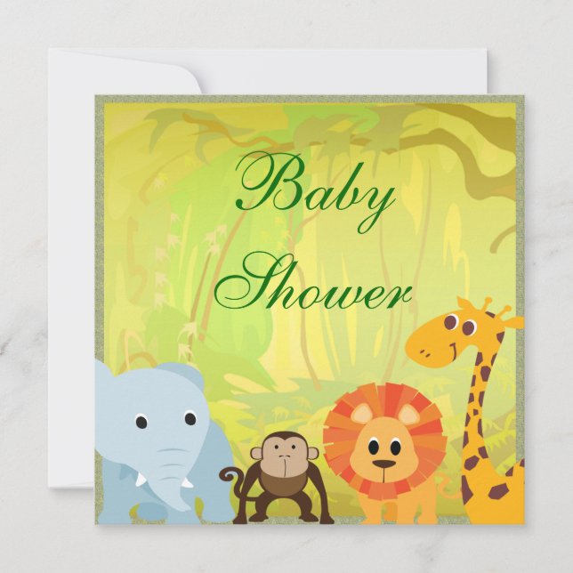Invitación Es un Baby Shower de la selva (Anverso)