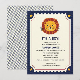 Invitación Es un Baby Shower de león de safari de boy Jungle