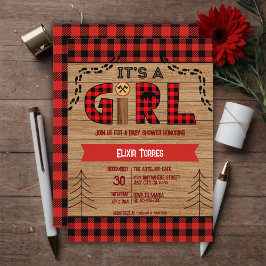 Invitación Es un Baby Shower de madera rústica Chica