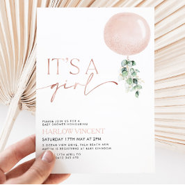 Invitación Es un Baby Shower de oro rosa rosado Chica