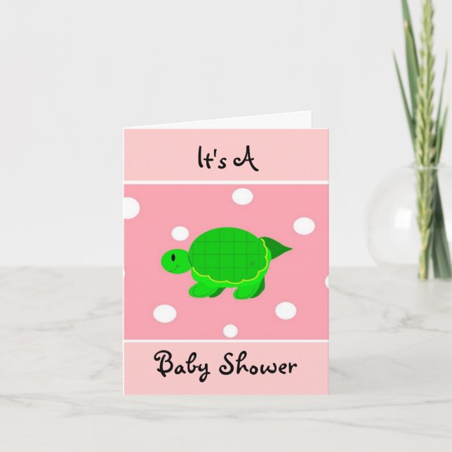 Invitación Es un Baby Shower de tortuga verde (Anverso)