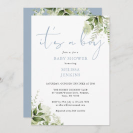 Invitación Es Un Baby Shower De Verdor Azul Polvoriento