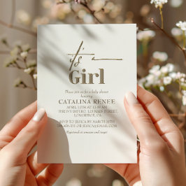 Invitación Es un Baby Shower Minimalista de oro de Moda Chica