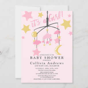 Invitación Es un Baby Shower móvil de las estrellas de la lun