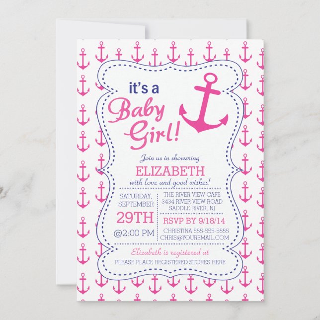 Invitación Es un Baby Shower Náutico de la presentadora de un (Anverso)