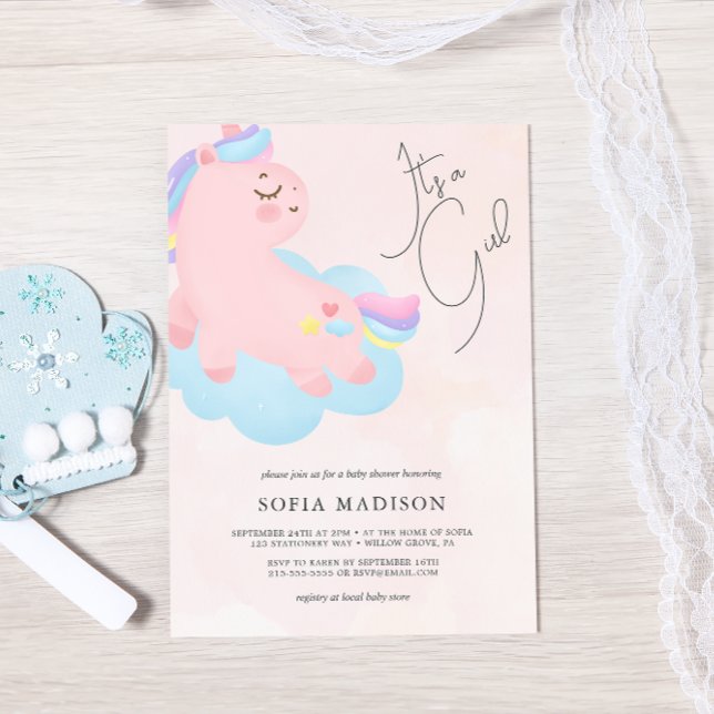 Invitación Es un Baby Shower rosa Chica (Subido por el creador)