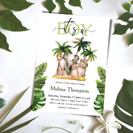 Invitación Es un Baby Shower tropical animal salvaje de Boy S