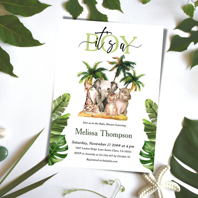 Invitación Es un Baby Shower tropical animal salvaje de Boy S (Subido por el creador)