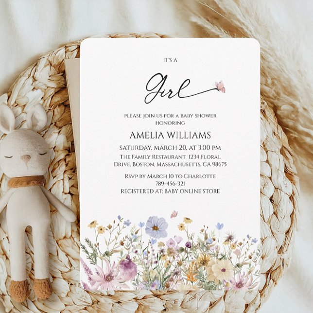 Invitación Es un Baby Shower Wildfloral Pastel Chica (Subido por el creador)