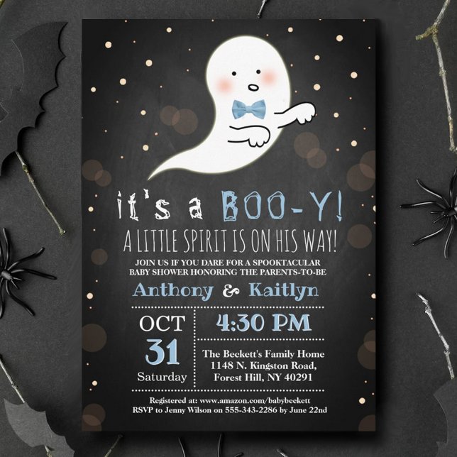 Invitación ¡Es un Boo-y! Baby Shower de Little Spirit Hallowe (Subido por el creador)