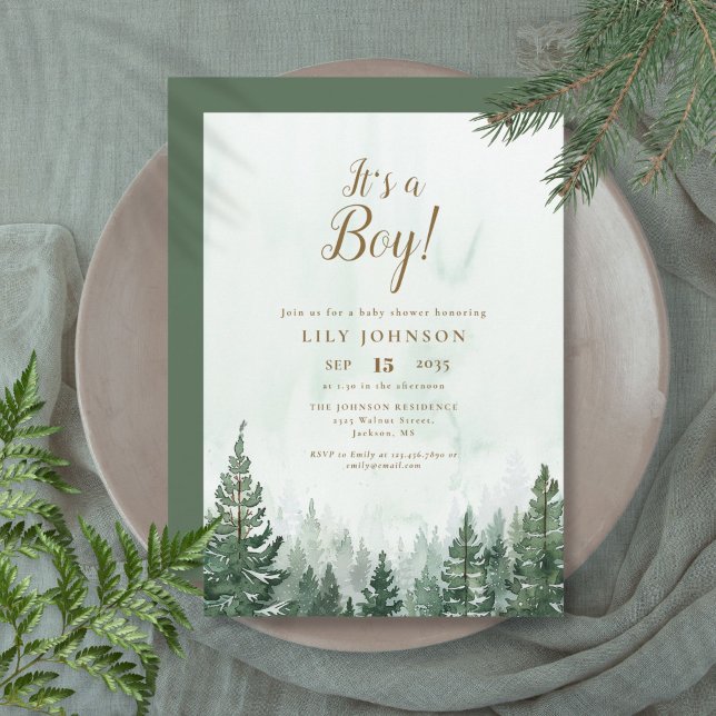 Invitación Es un bosque de pinos para bebé Shower (Subido por el creador)