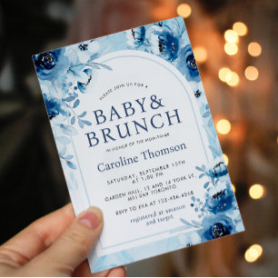 Invitación Es un brunch Baby Shower Rosa azul